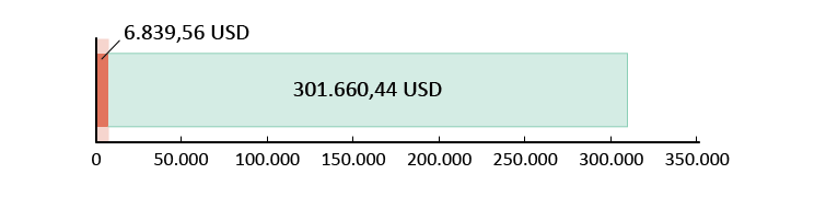 6.839,56 USD doneret; 301.660,44 tilbage