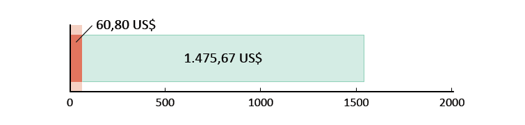 60,80 US$ spesi; 1.475,67 US$ rimanenti